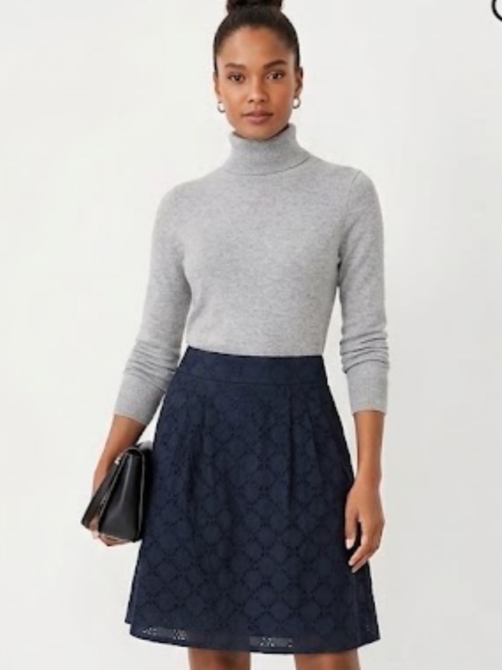 Y2K Fit & Flare Skirt Cotton Eyelet Skirt Lined
